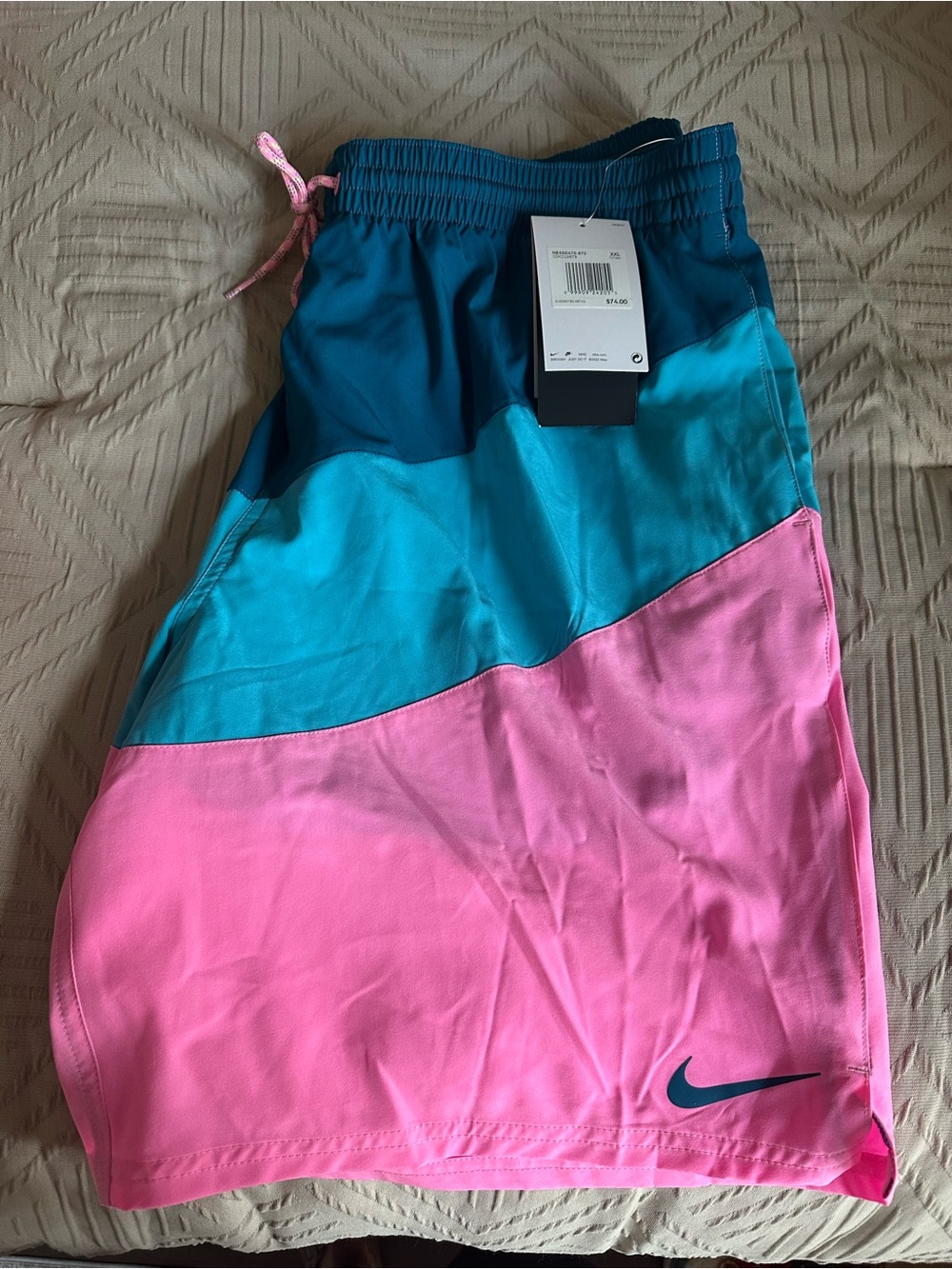 Nike Men’s Colorblock Swim Shorts - Teal, Turquoise & Pink